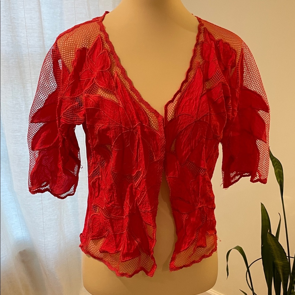 Magenta Sheer Floral Lace Top